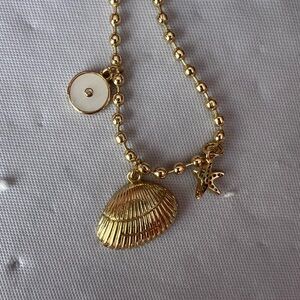 Marlyn Schiff Gold Shell Charm Necklace